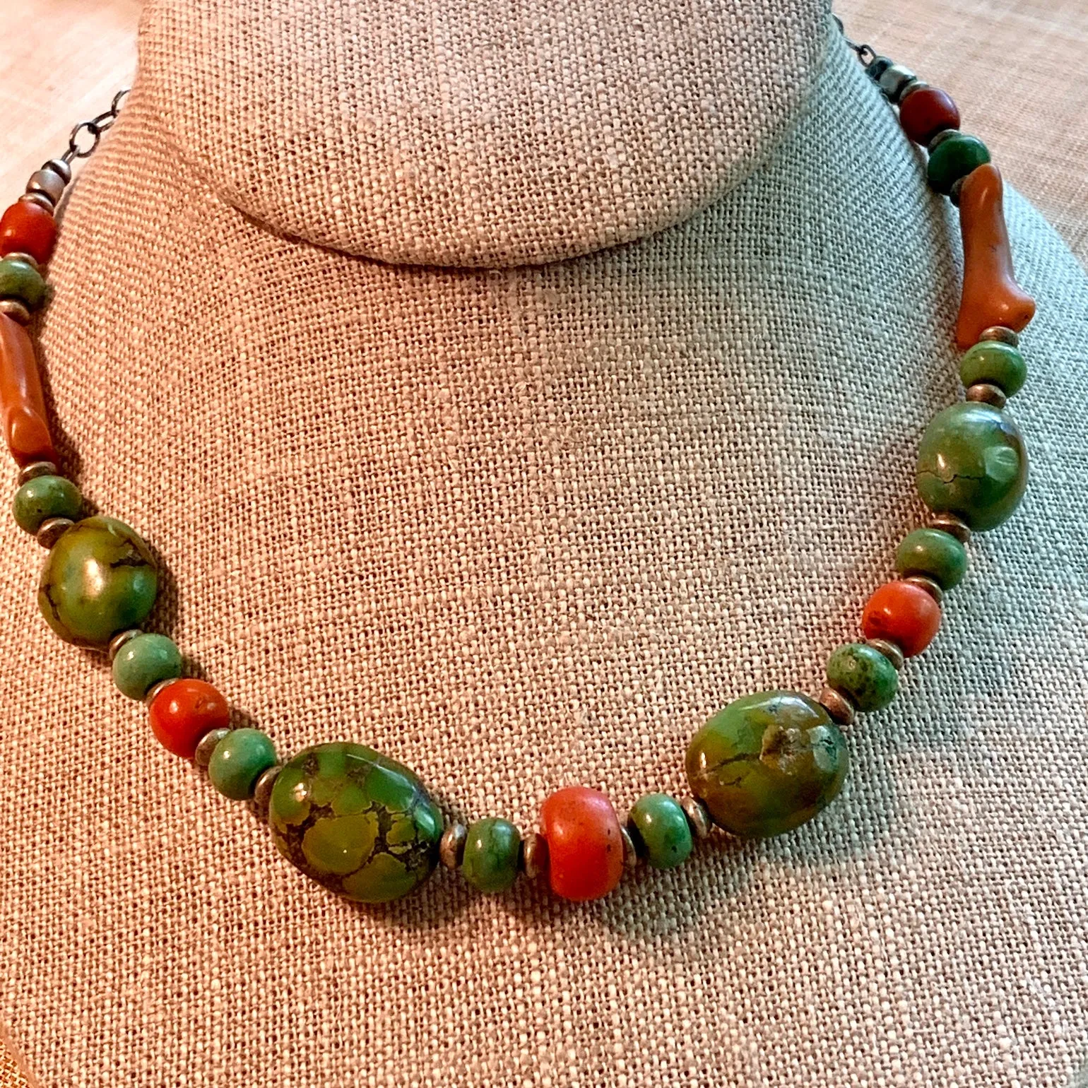 Turquoise and Antique Coral Necklace