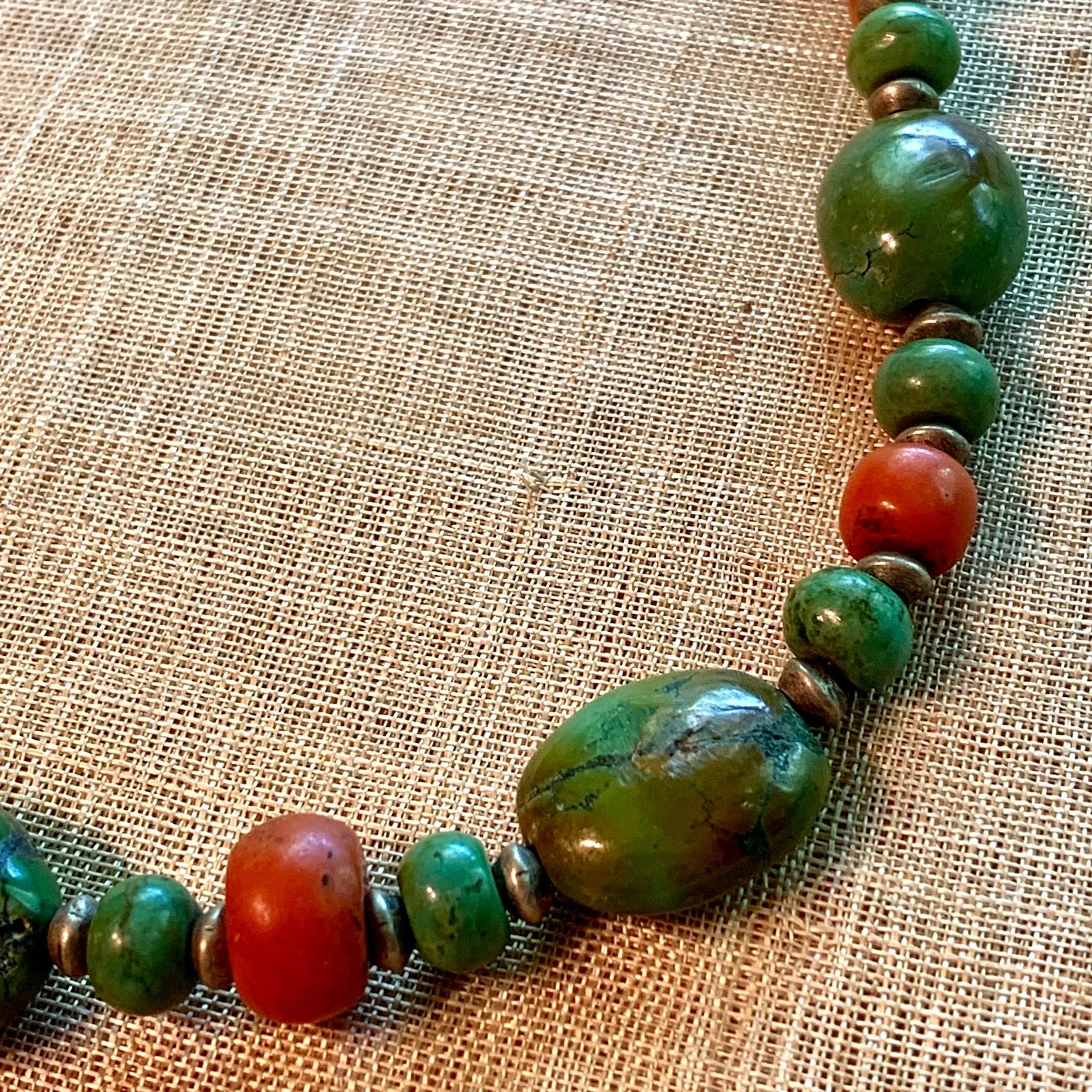 Turquoise and Antique Coral Necklace