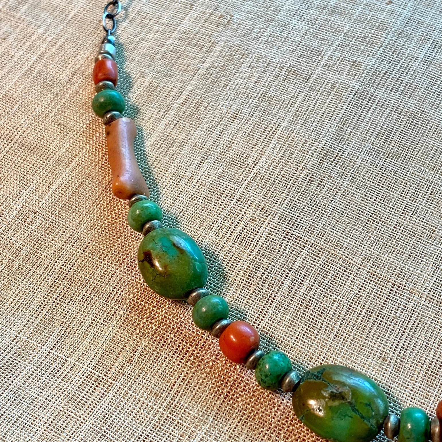 Turquoise and Antique Coral Necklace