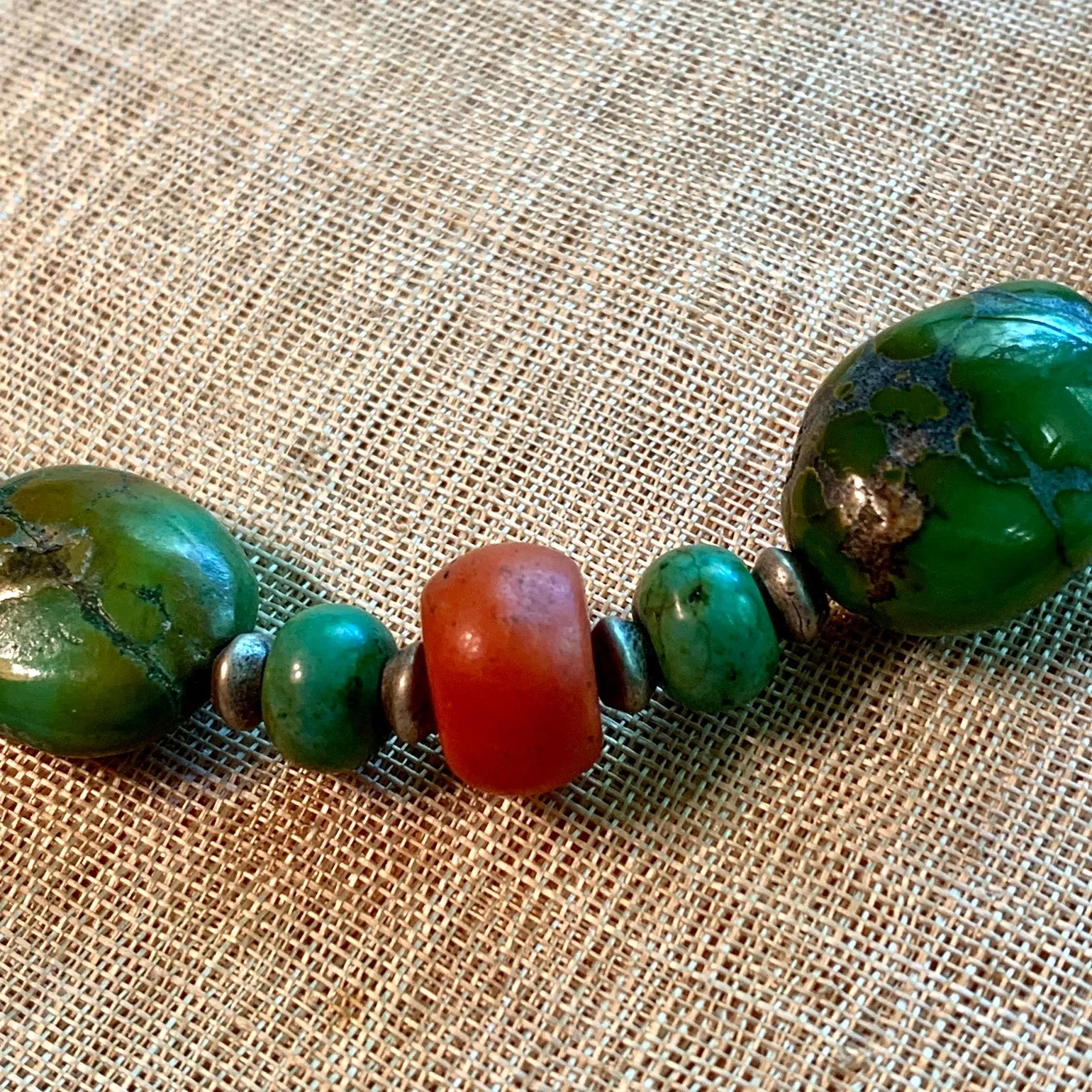 Turquoise and Antique Coral Necklace