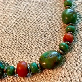 Turquoise and Antique Coral Necklace