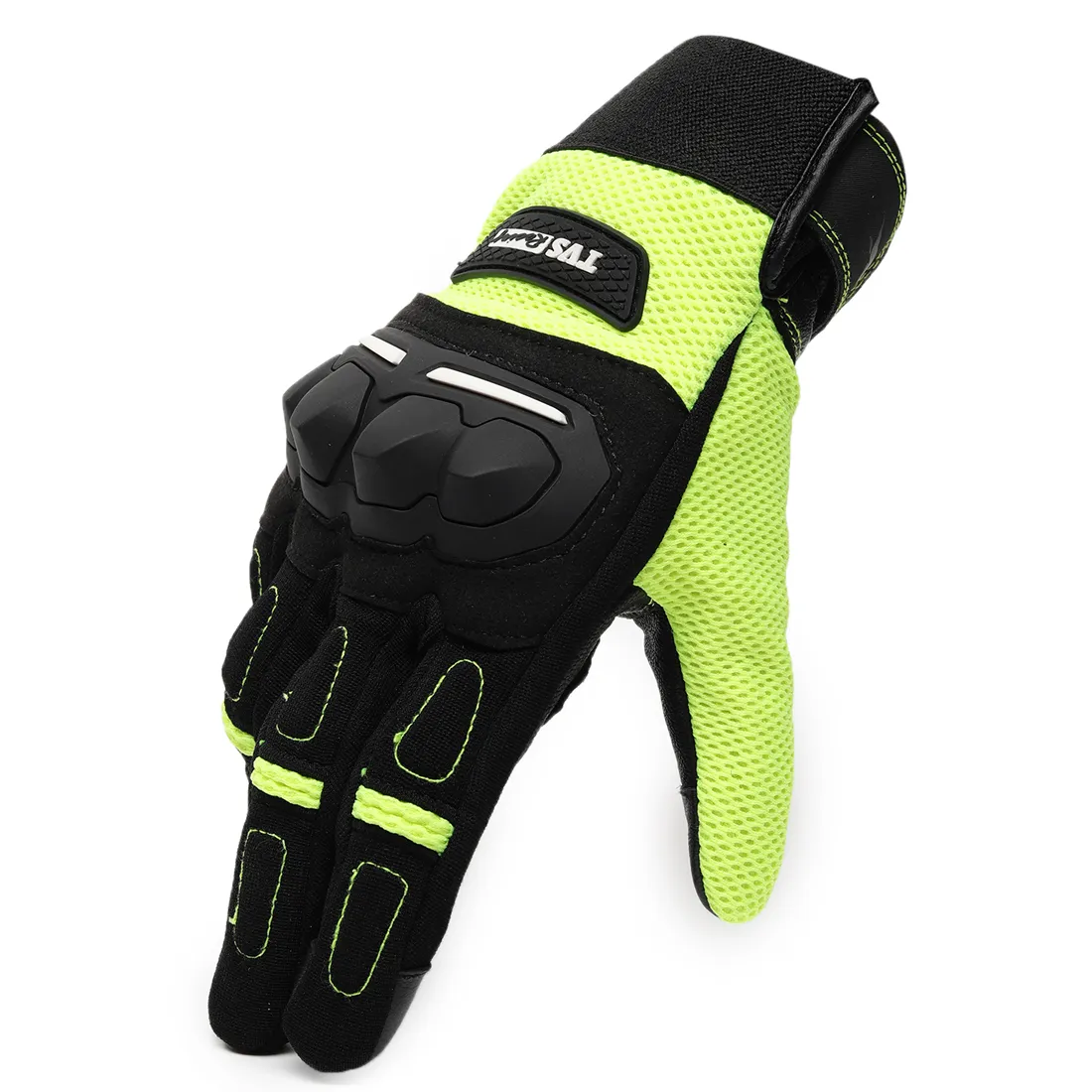 TVS Racing Xplorer Riding Gloves for Men – PVC & Carbon Protected, Touch Screen Compatible, & Visor Wiper Fingertips – Premium Bike Gloves for Riding Comfort (Neon)