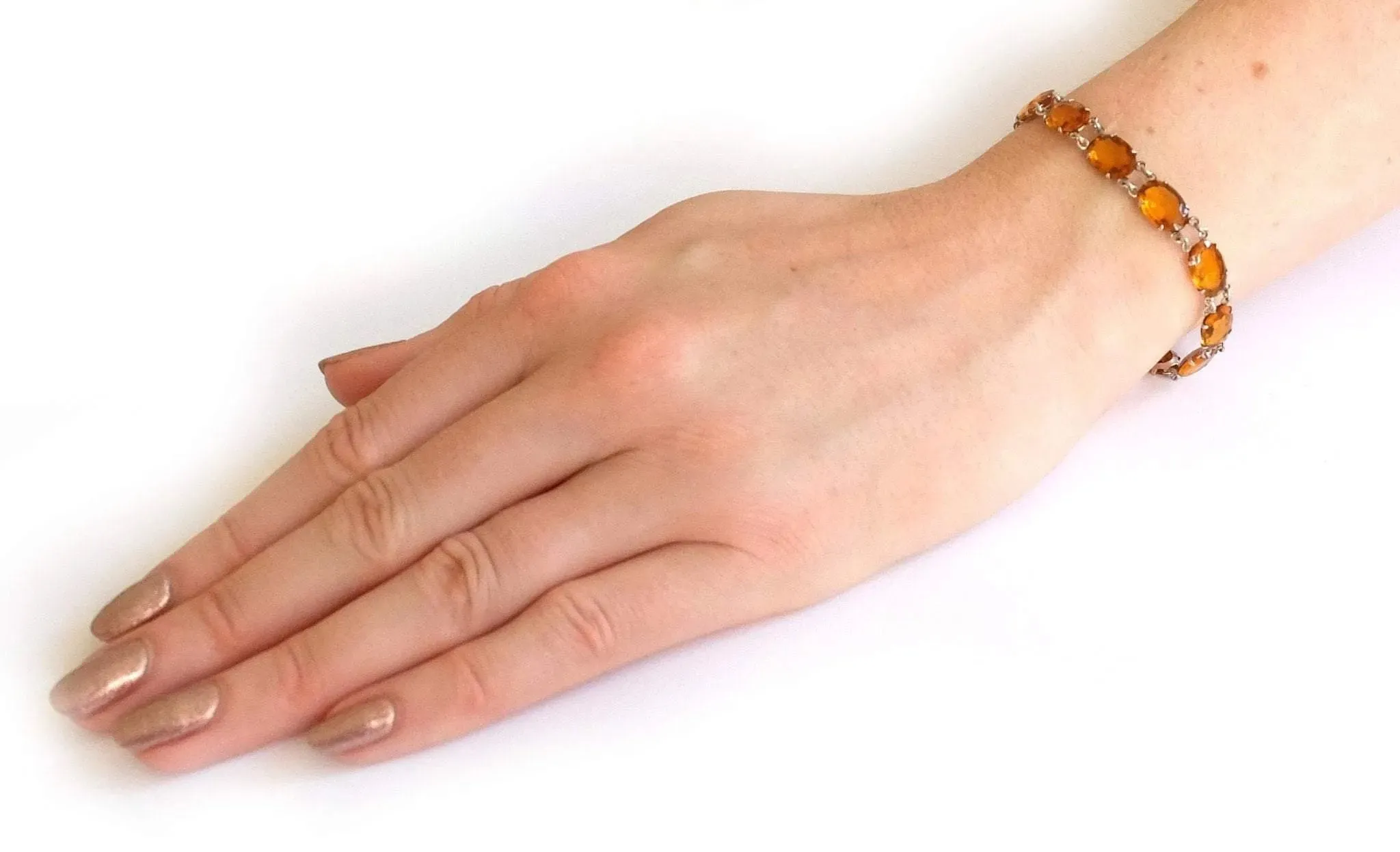 Vintage 1930's Bohemian Amber Glass Bracelet
