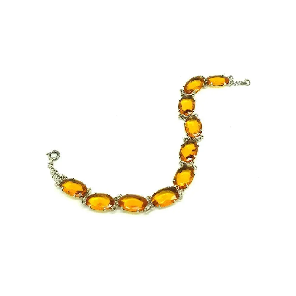 Vintage 1930's Bohemian Amber Glass Bracelet