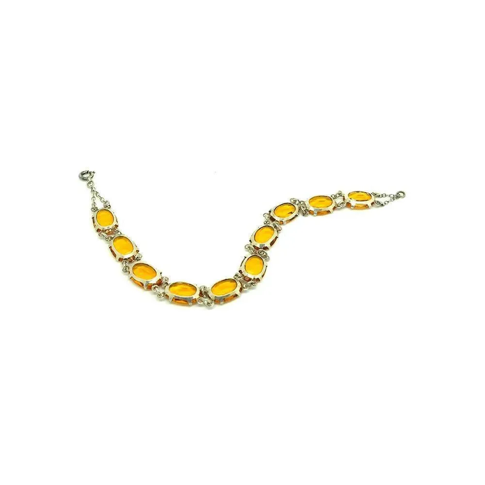 Vintage 1930's Bohemian Amber Glass Bracelet
