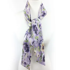 Watercolor mixed floral skinny scarf on lavender