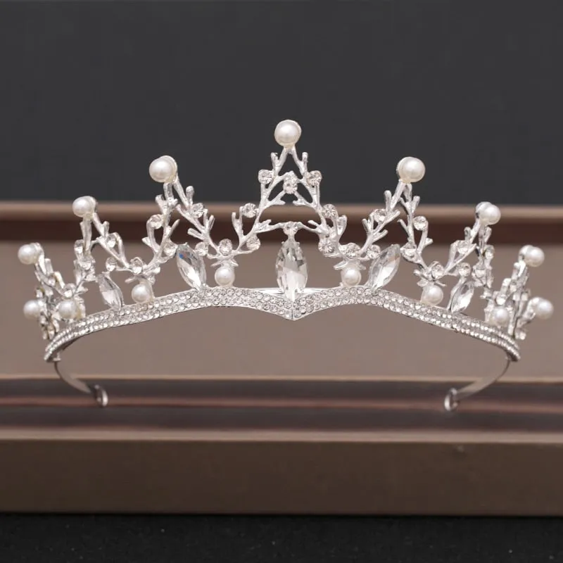 Wedding Crown Hairpiece adorned with Gold and Crystal Accents