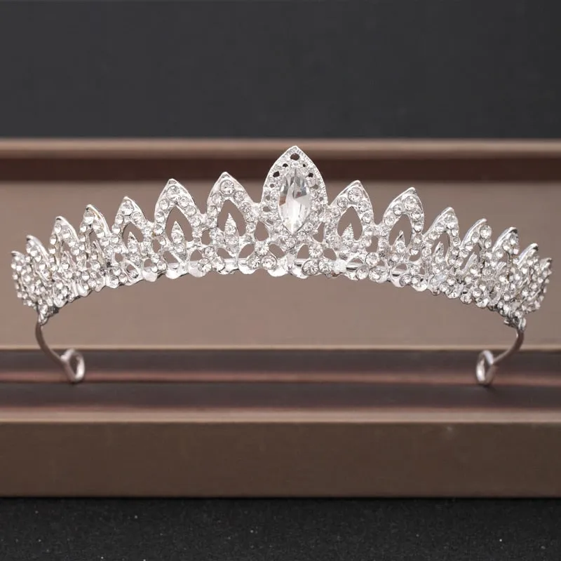 Wedding Crown Hairpiece adorned with Gold and Crystal Accents