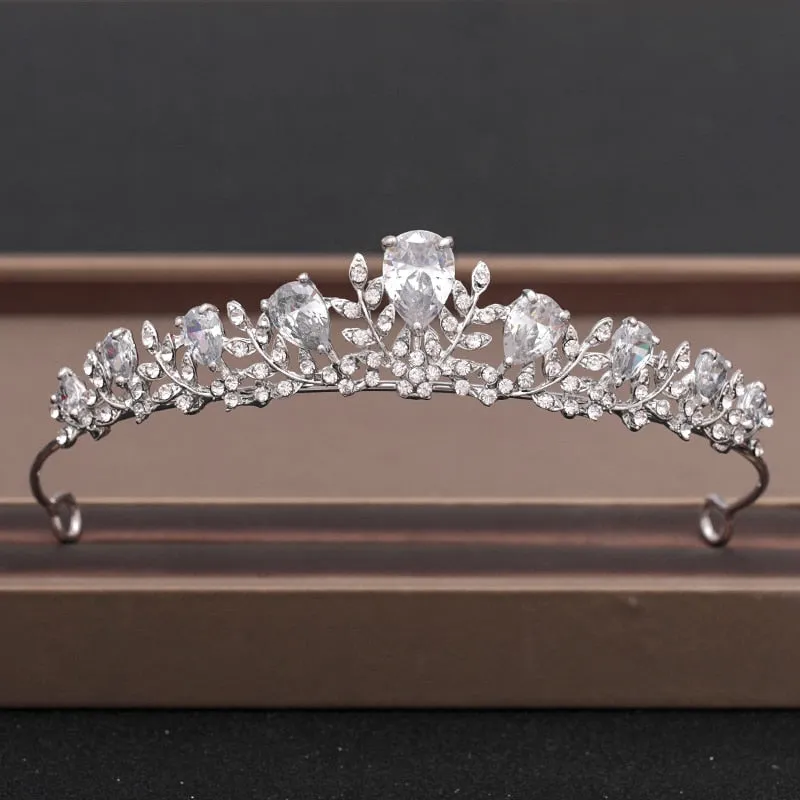 Wedding Crown Hairpiece adorned with Gold and Crystal Accents