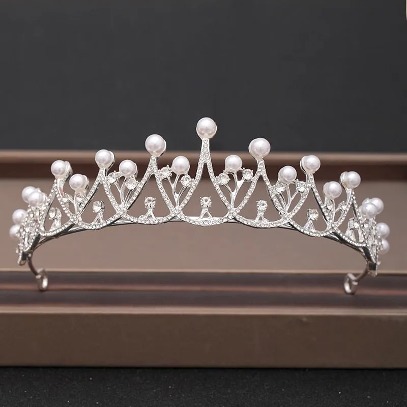 Wedding Crown Hairpiece adorned with Gold and Crystal Accents