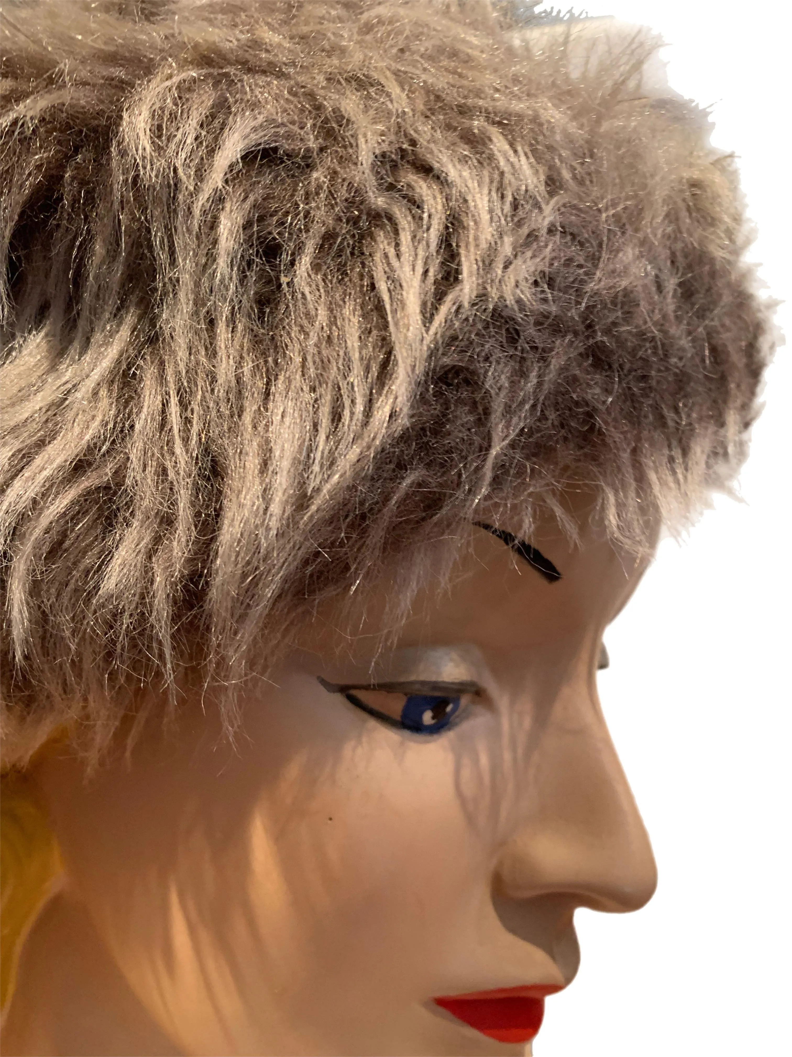 Whimsical Tall Peaked Tan Shaggy Faux Fur Hat circa 1960s