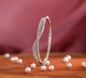 White Rhodium-Plated CZ Stones Bracelet for Women
