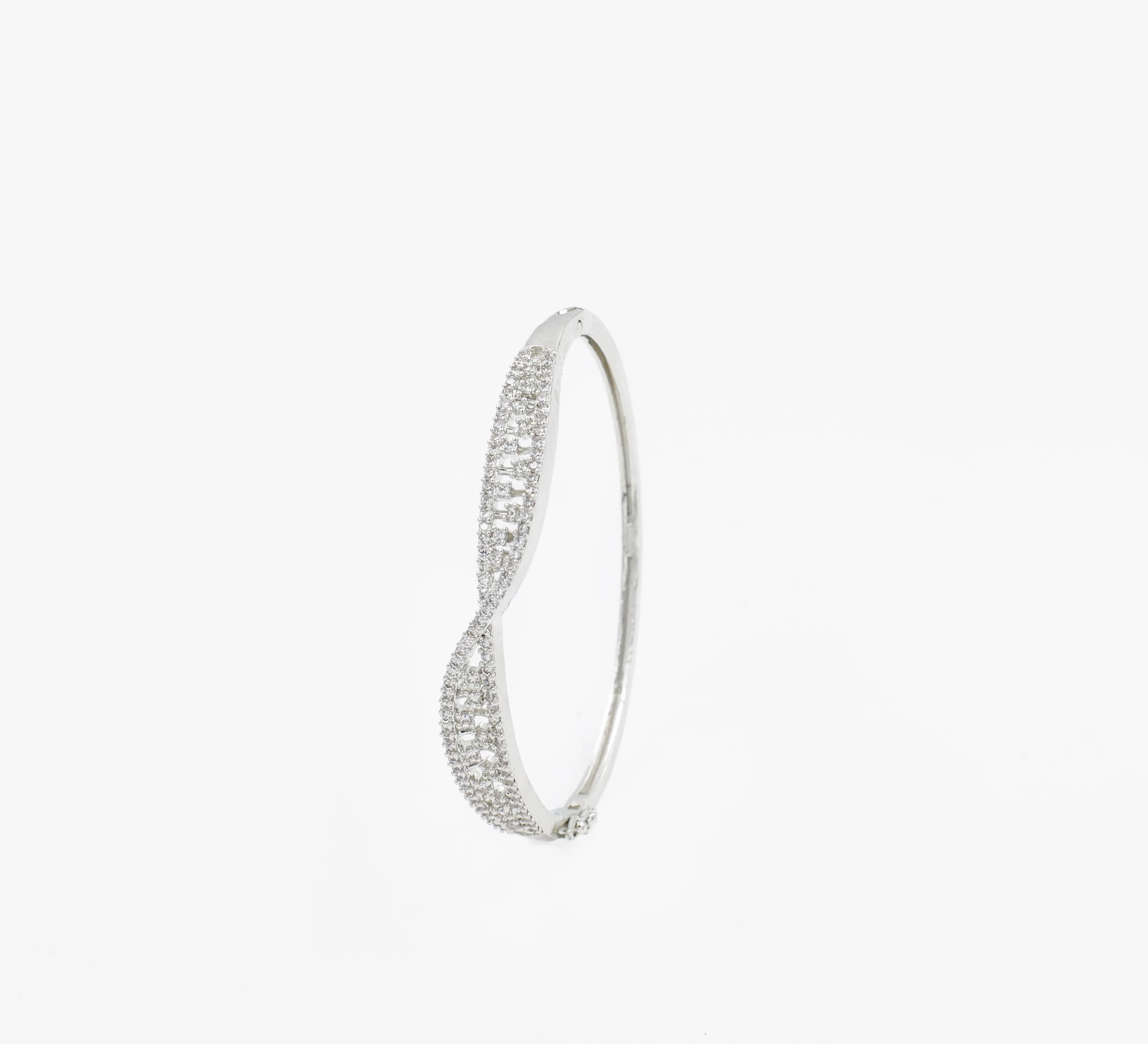 White Rhodium-Plated CZ Stones Bracelet for Women