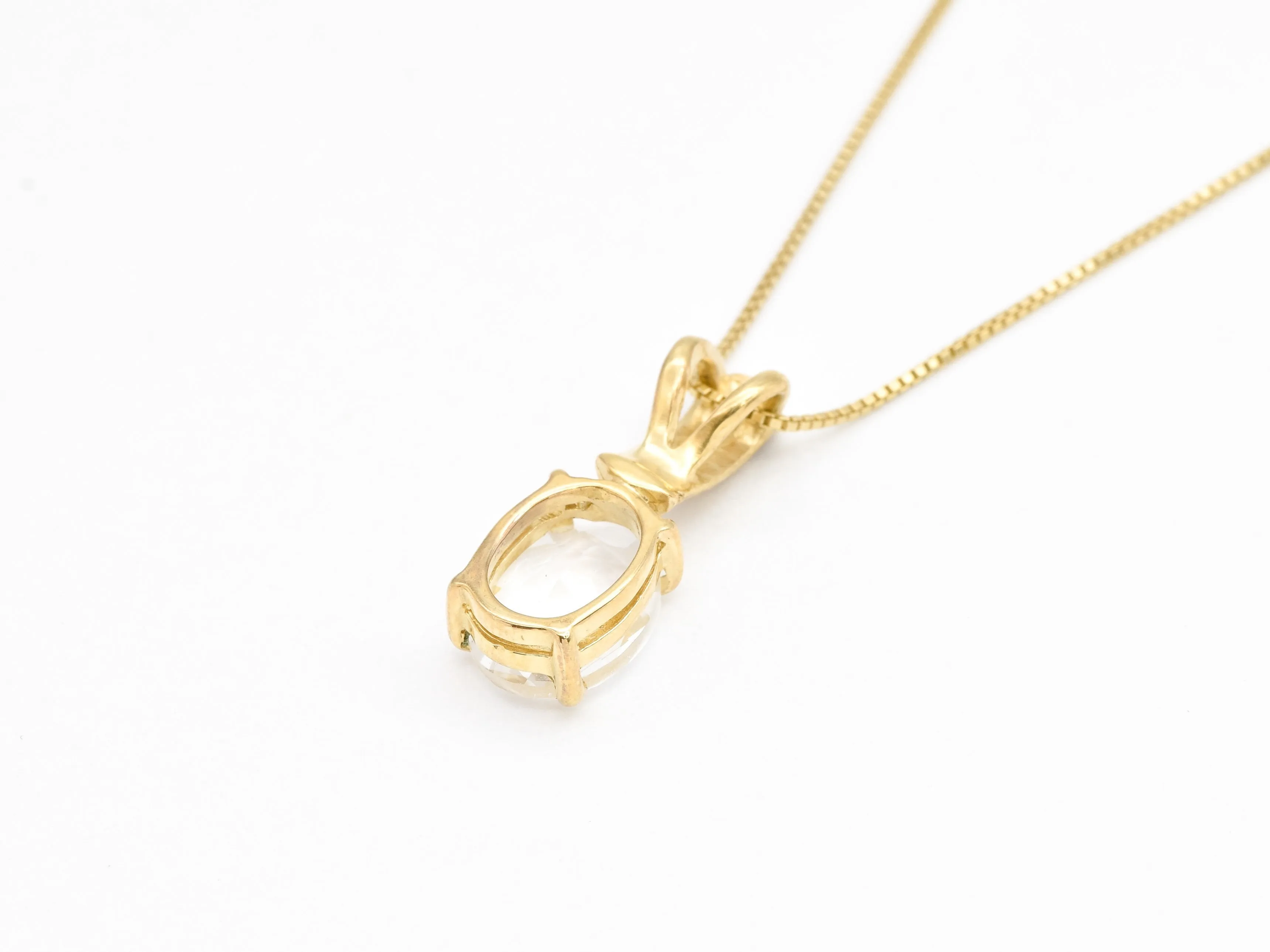 White Topaz Pendant - Gold Sparkly Necklace - Tribal Boho Necklace