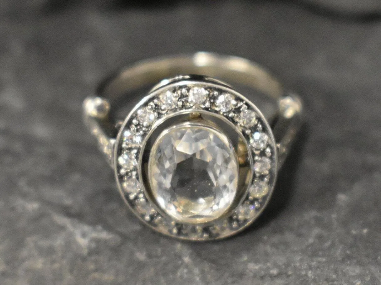 White Topaz Ring - Sparkly Diamond Ring - Vintage Statement Ring