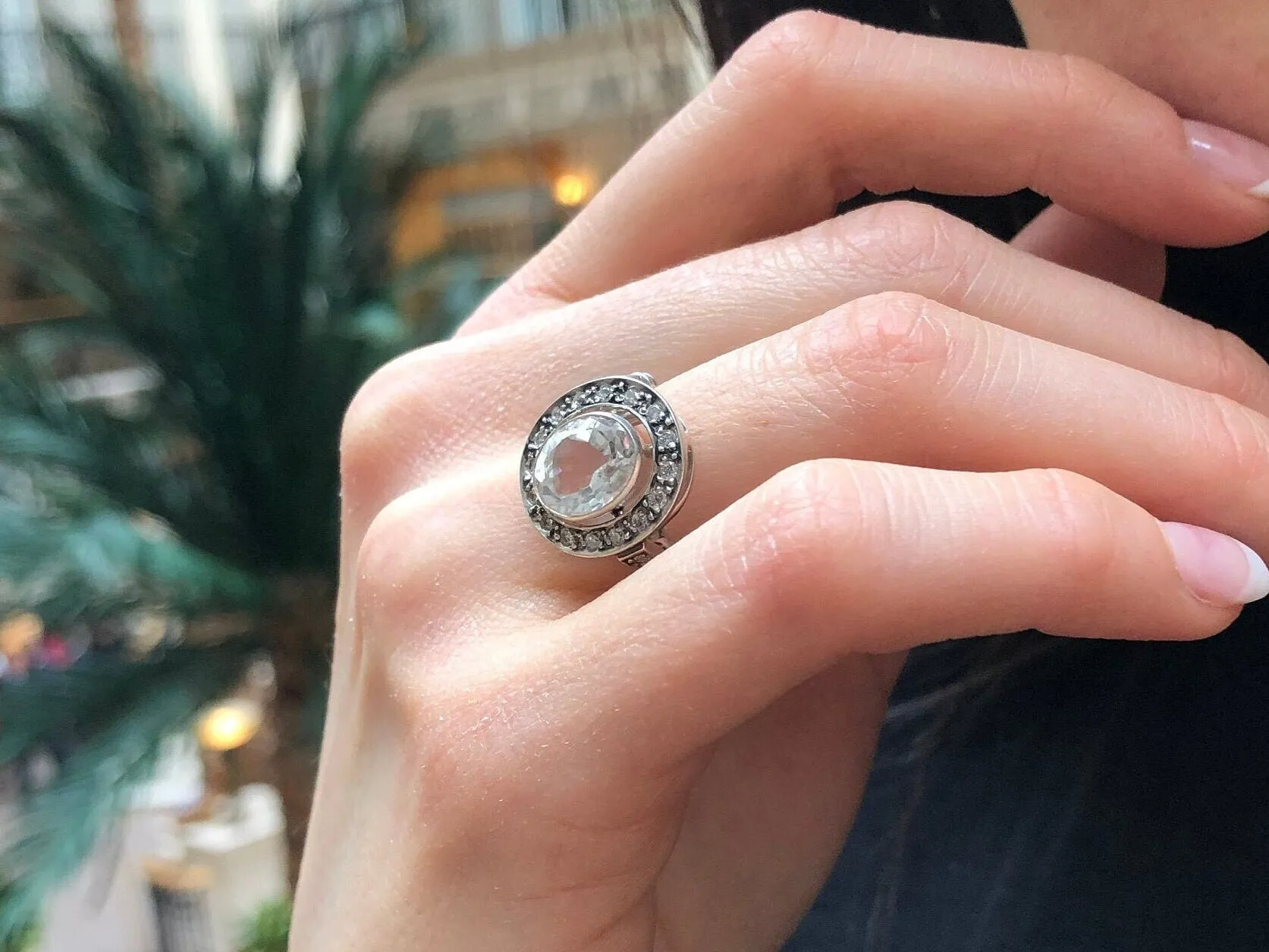 White Topaz Ring - Sparkly Diamond Ring - Vintage Statement Ring