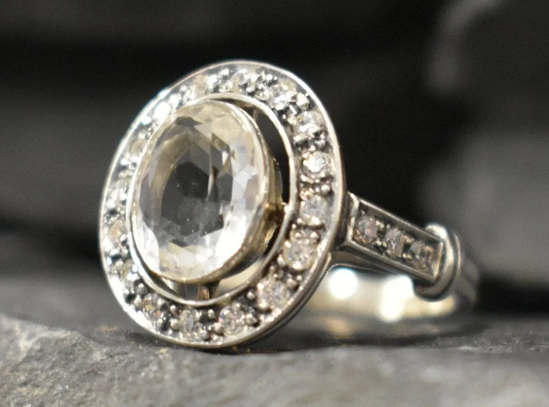 White Topaz Ring - Sparkly Diamond Ring - Vintage Statement Ring