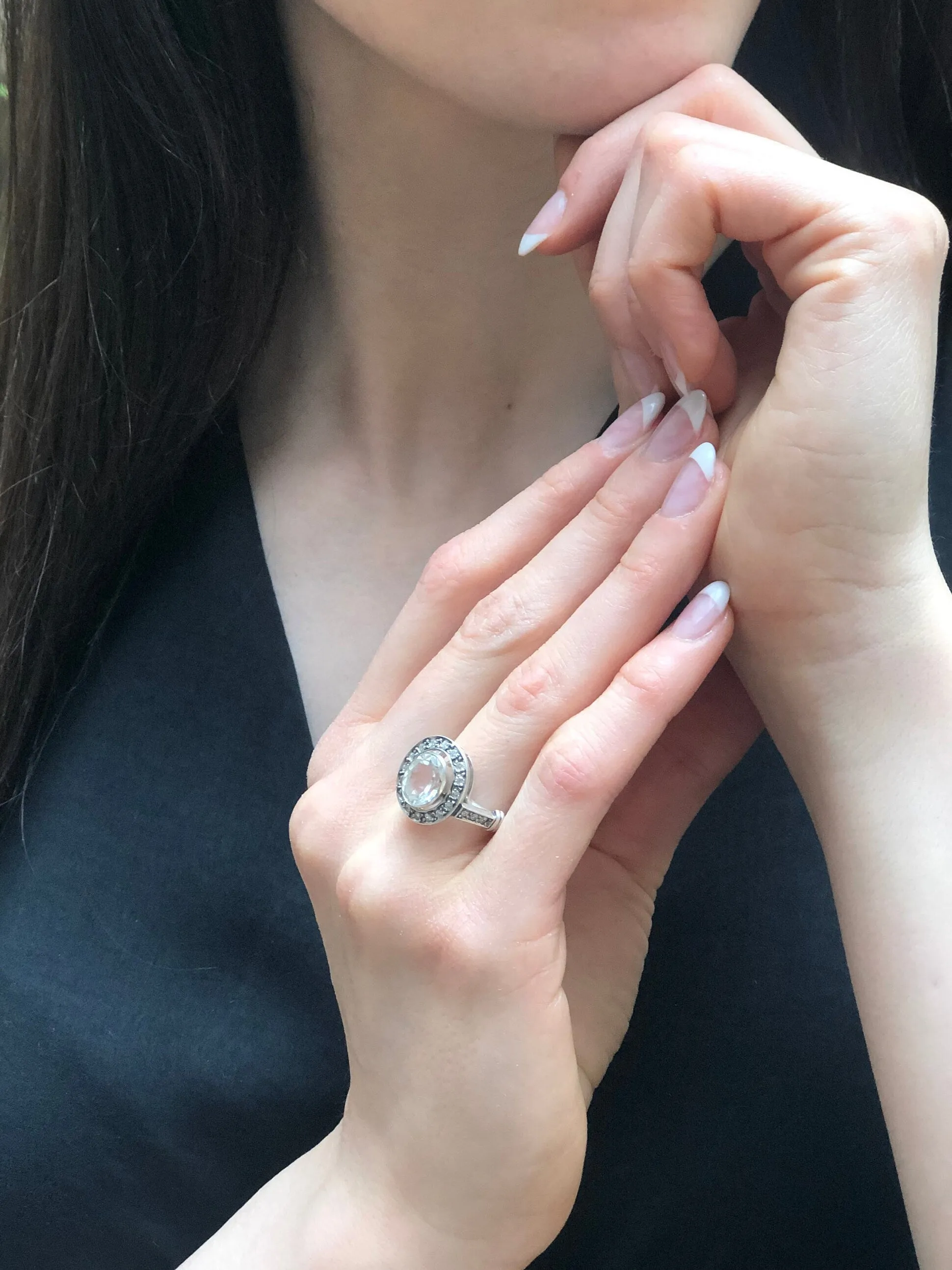 White Topaz Ring - Sparkly Diamond Ring - Vintage Statement Ring