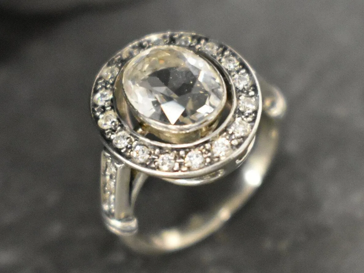 White Topaz Ring - Sparkly Diamond Ring - Vintage Statement Ring