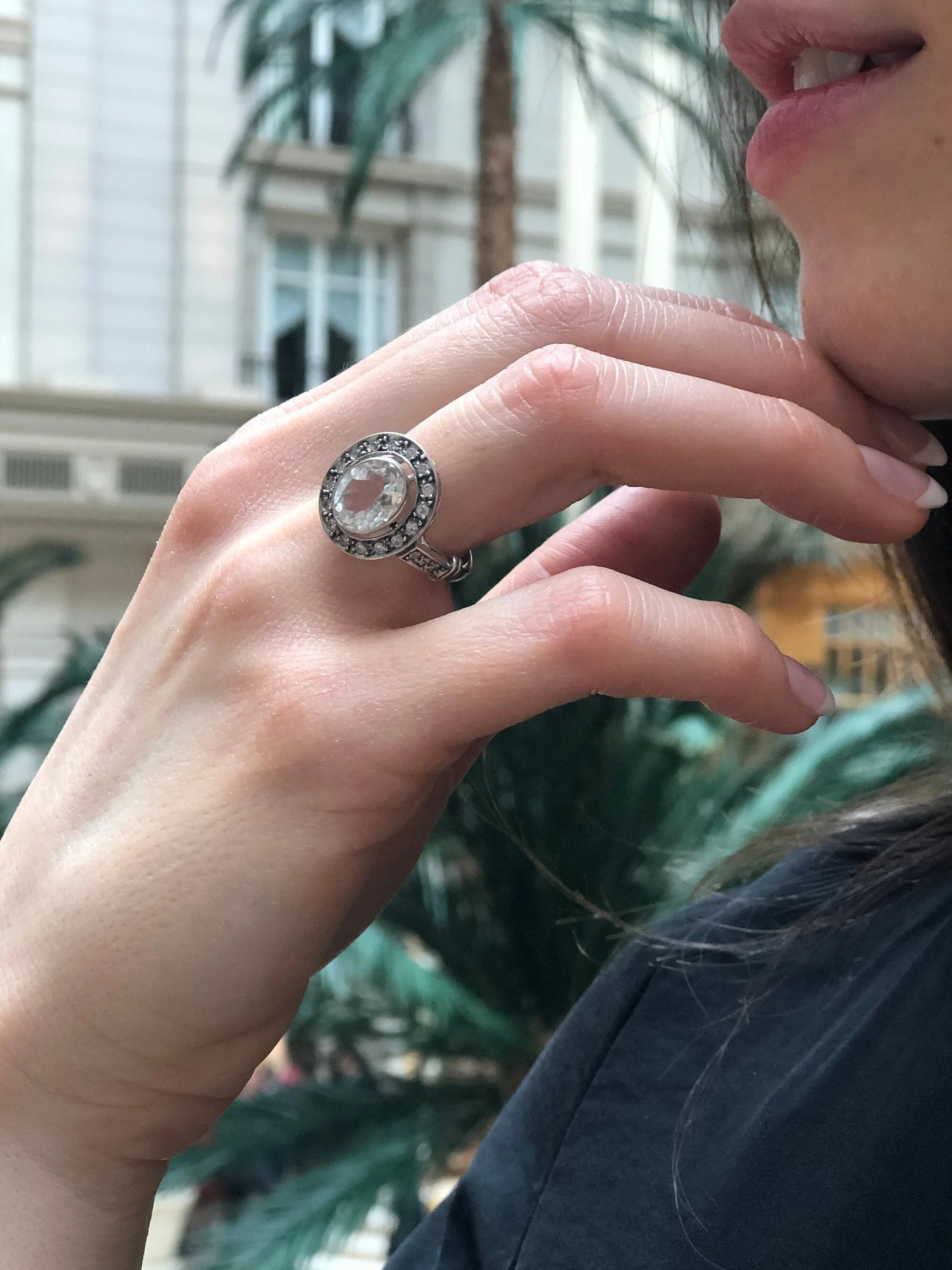 White Topaz Ring - Sparkly Diamond Ring - Vintage Statement Ring