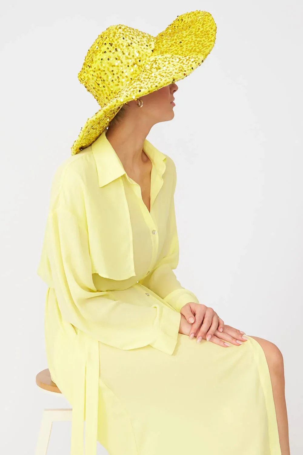 Yellow Sequin Handmade Flapper Hat